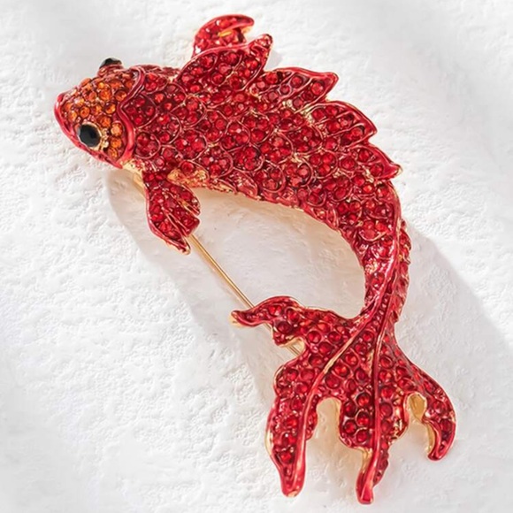 Anthropologie Other - Betsey Johnson Red Fish Brooch Pin